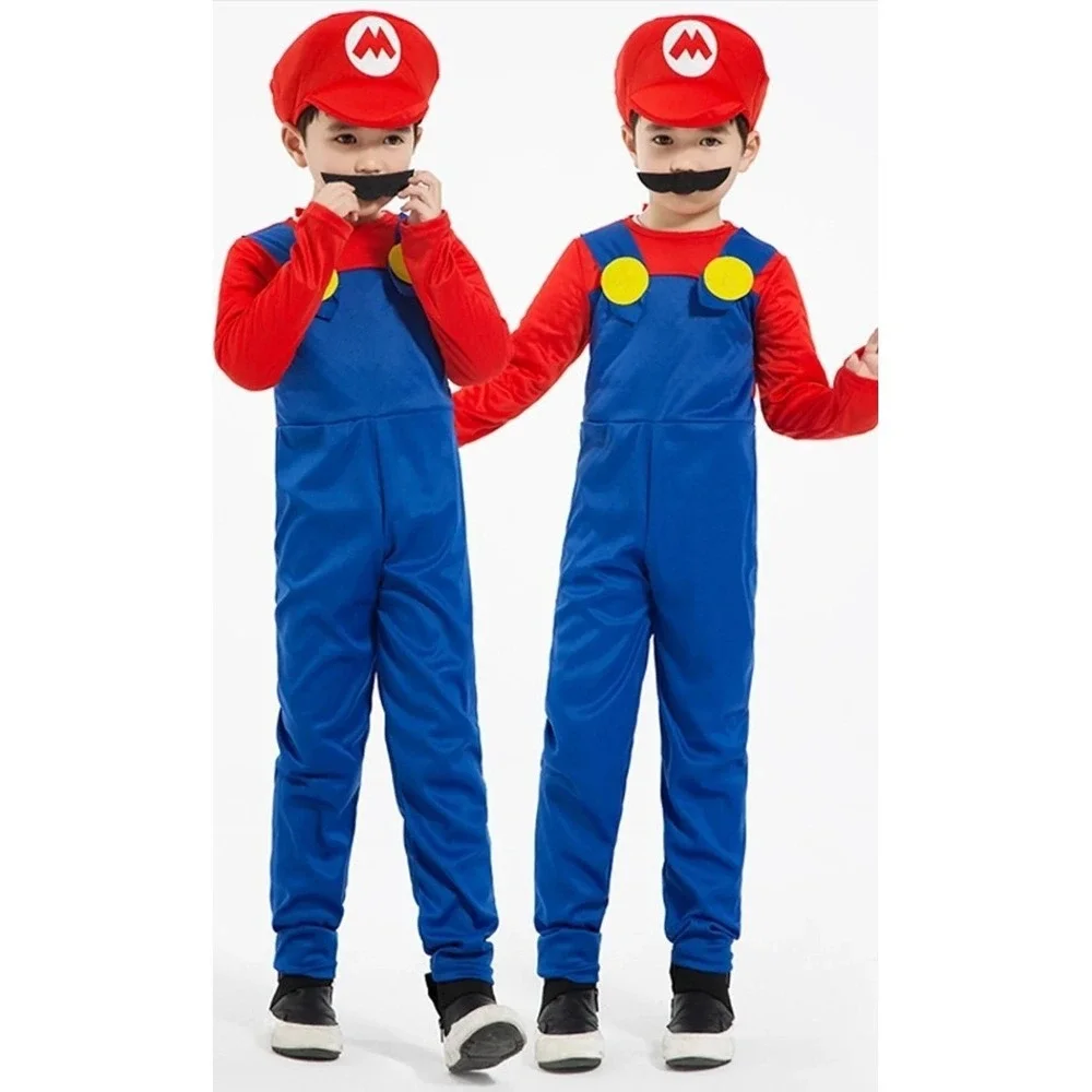 Boys Kids S Costume Super Mario Brothers  w/ Hat Gloves Mustache‎ Halloween